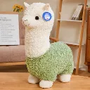 Plush alpaca toy in cozy living room.webp