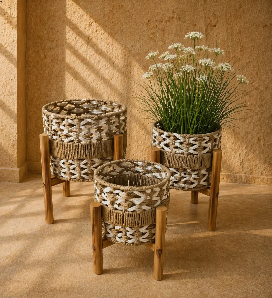 Boho natural decor in sunlight.webp