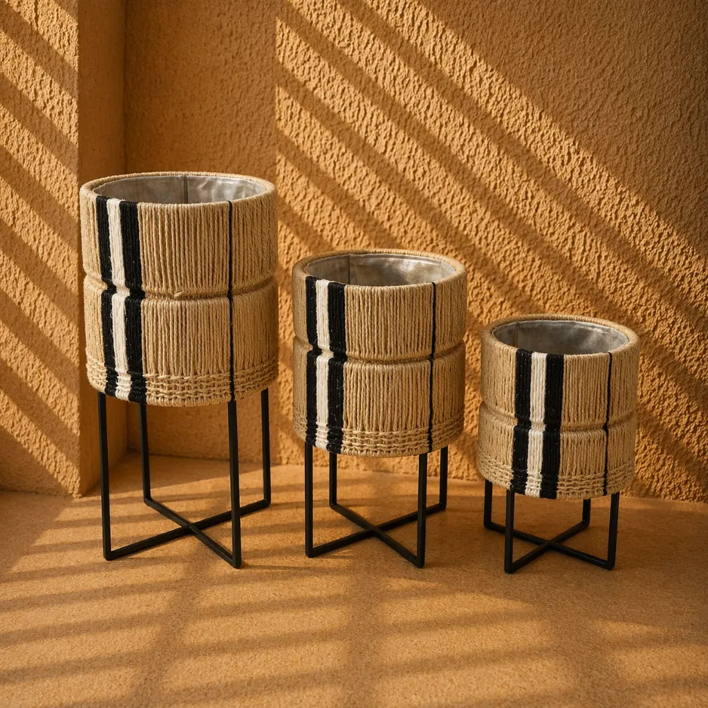 Sunlit minimal boho planters arrangement.webp