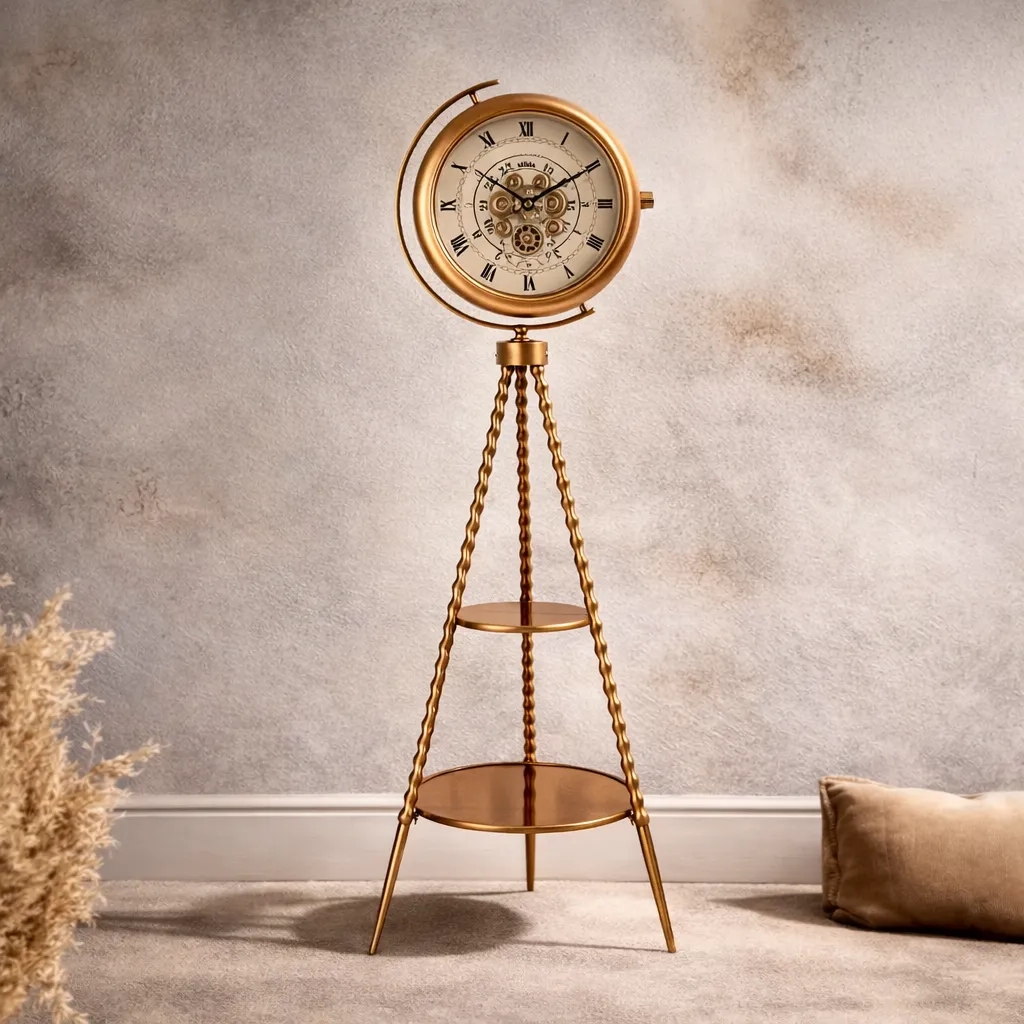 Elegant steampunk gear clock display.webp