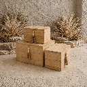 Serene arrangement of wooden boxes and grasses.webp