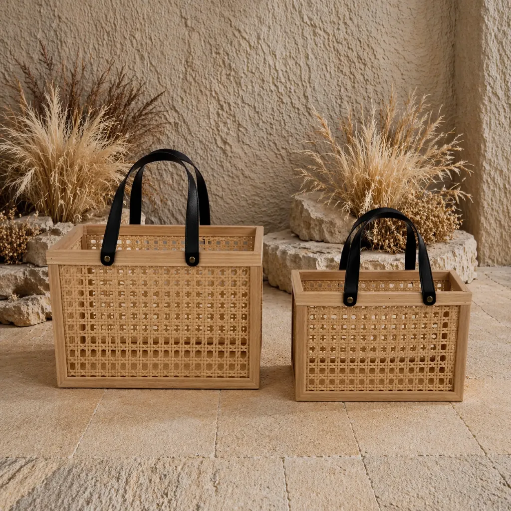 Natural woven baskets in calm setting.webp