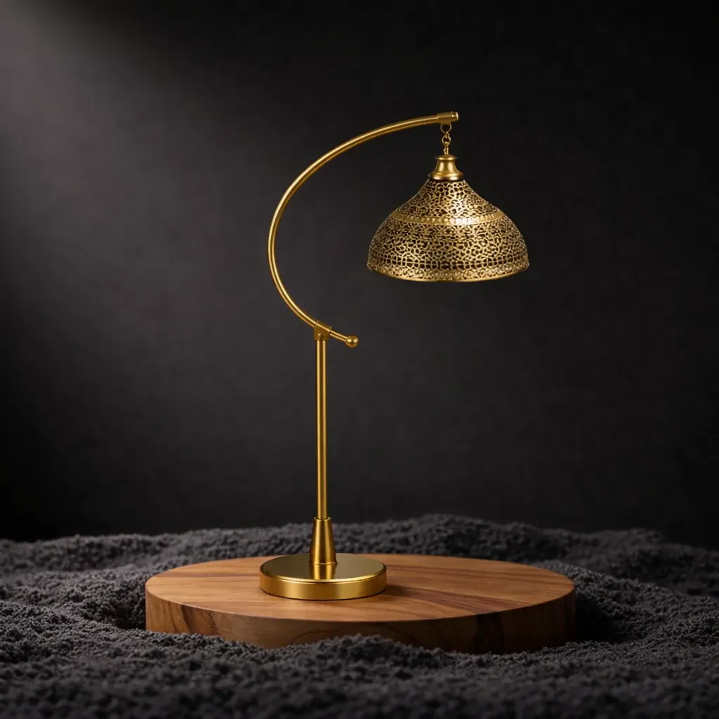 Golden glow on a brass lamp.webp