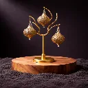 Gold jewelry tree with filigree lanterns.webp