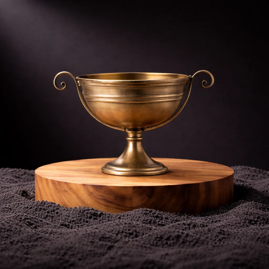Antique brass trophy bowl on display.webp