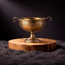 Antique brass trophy bowl on display.webp