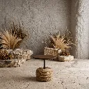 Serene rustic courtyard with natural textures.webp