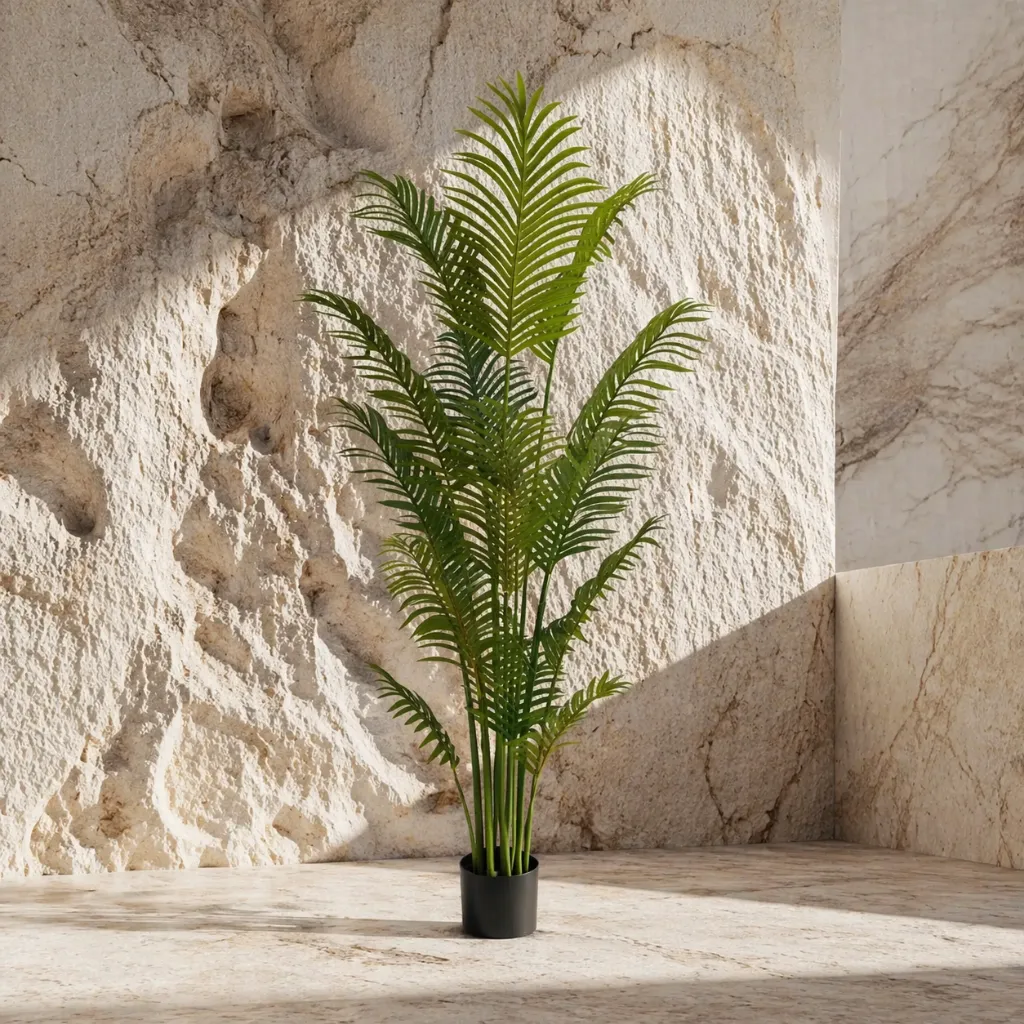 Modern palm in minimalist studio setting.webp