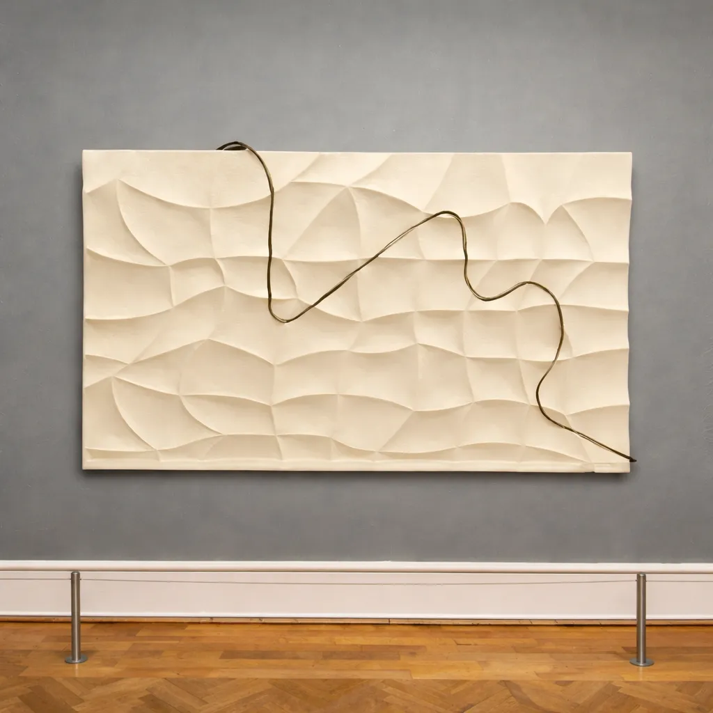 Sculptural shapes on a gallery wall.webp