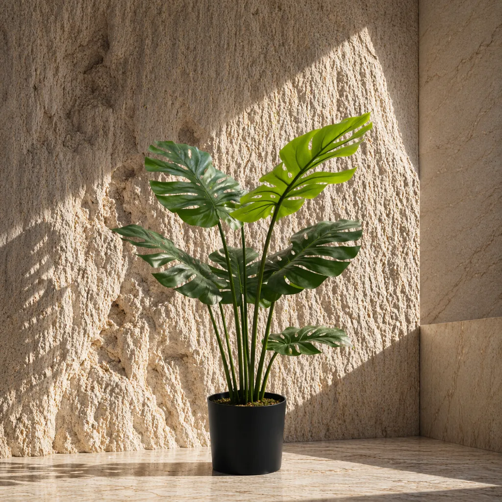 Tropical plant in minimalist interior.webp