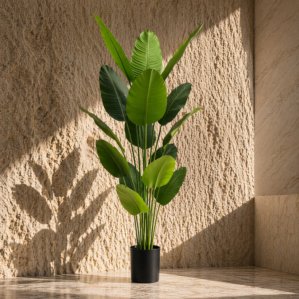 Tropical plant in sunlit interior.webp