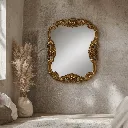 Golden mirror in a boho haven.webp