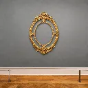 Ornate gold frame in minimalist gallery.webp