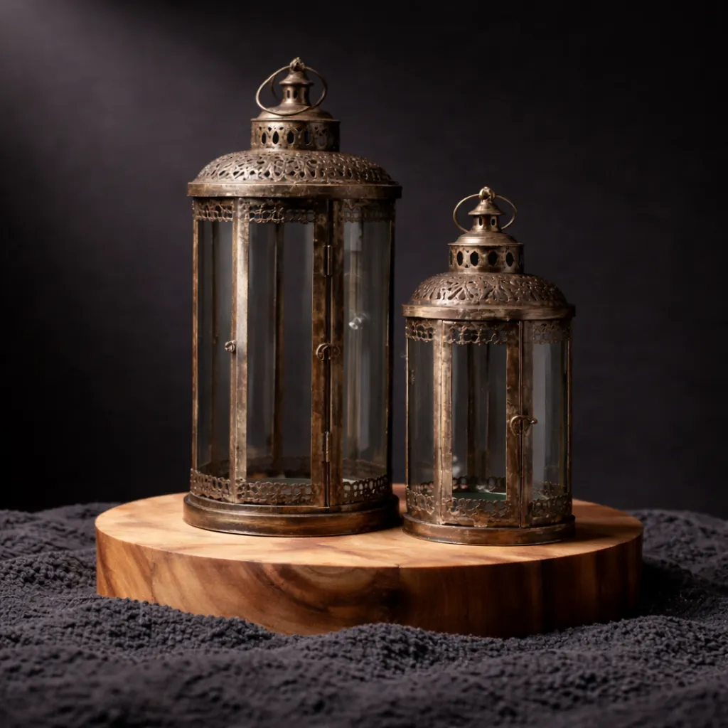 Ornate antique lanterns on wooden platform 2 copy.webp