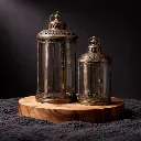 Ornate antique lanterns on wooden platform 2 copy.webp