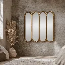 Cozy minimalist interior with golden mirror.webp
