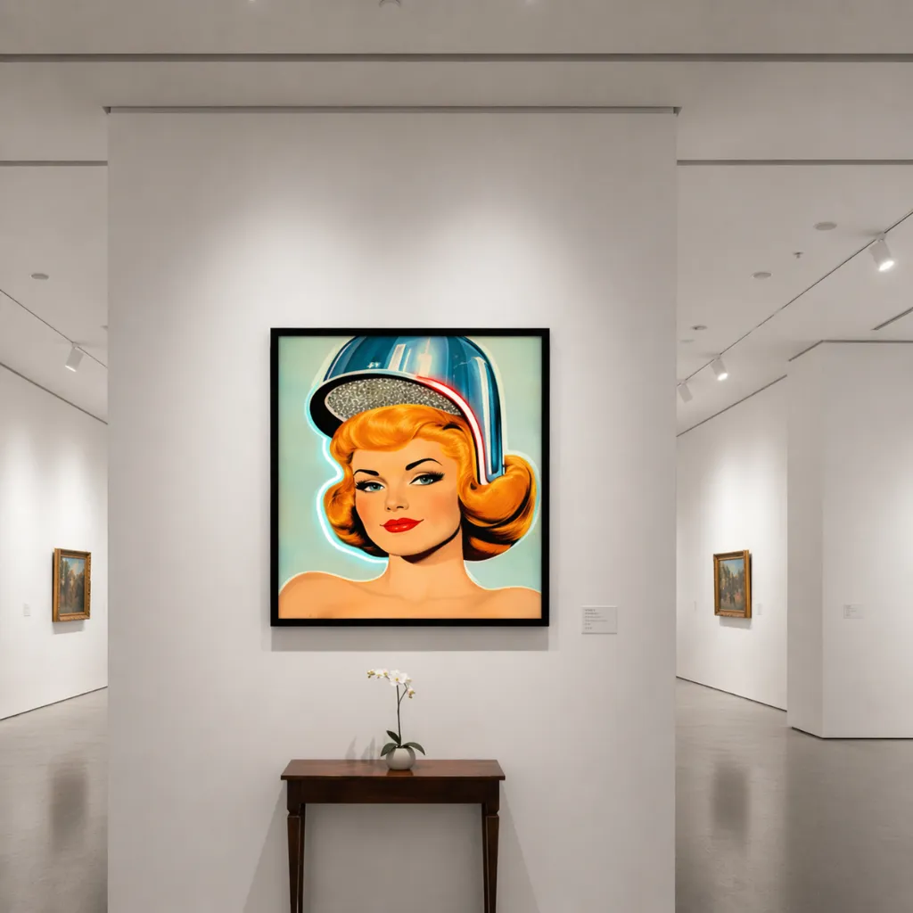 Retro pop art in a modern gallery.webp