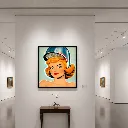 Retro pop art in a modern gallery.webp