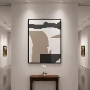 Minimalist art gallery with abstract painting.webp