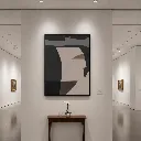 Minimalist gallery with abstract art.webp