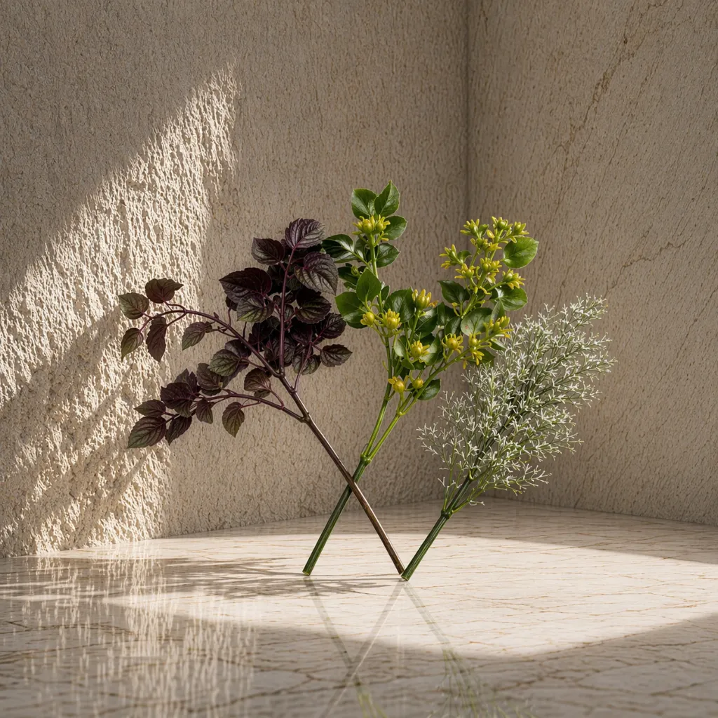 Elegant botanical trio in soft light.webp