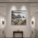 Modern gallery with coastal artwork.webp