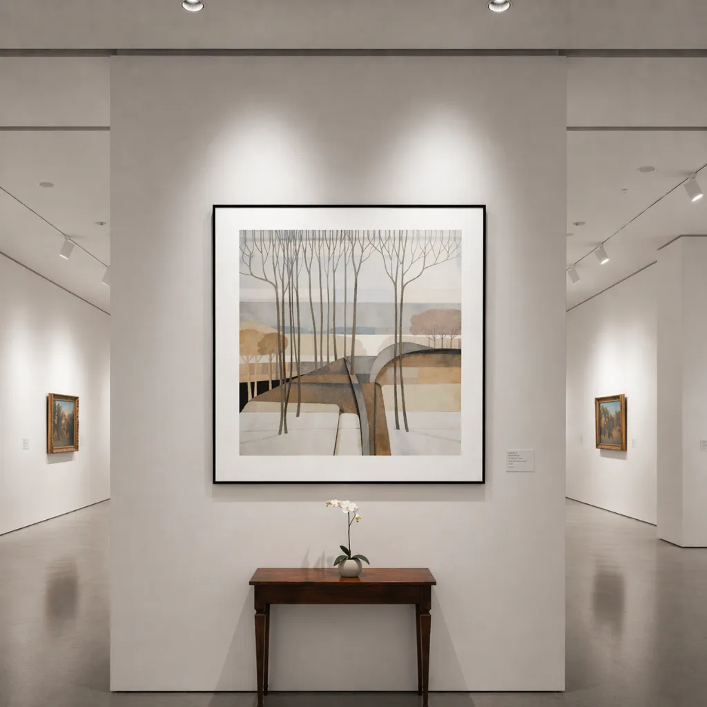 Minimalist art gallery with serene artwork.webp