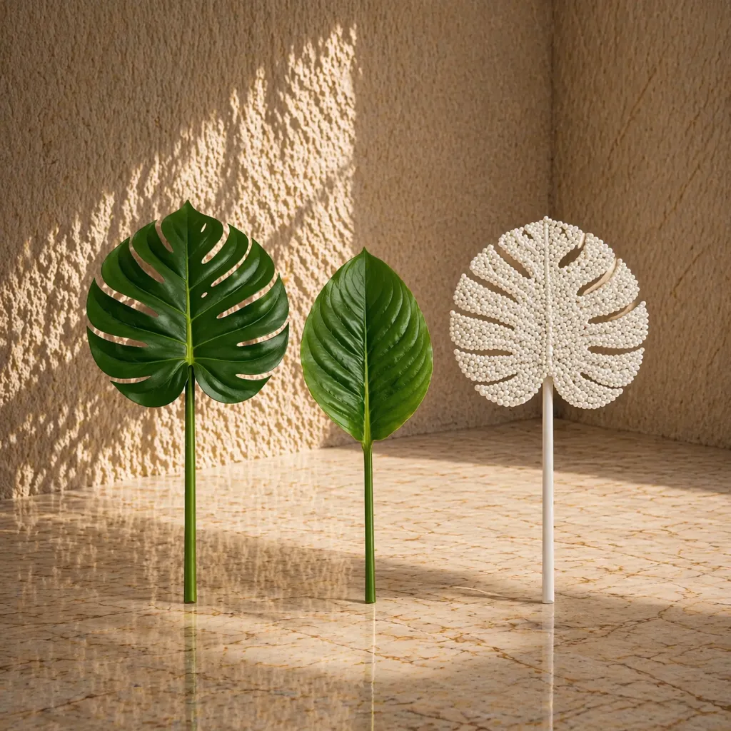 Minimalist leaves in soft sunlight.webp