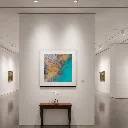 Modern abstract art in minimalist gallery.webp