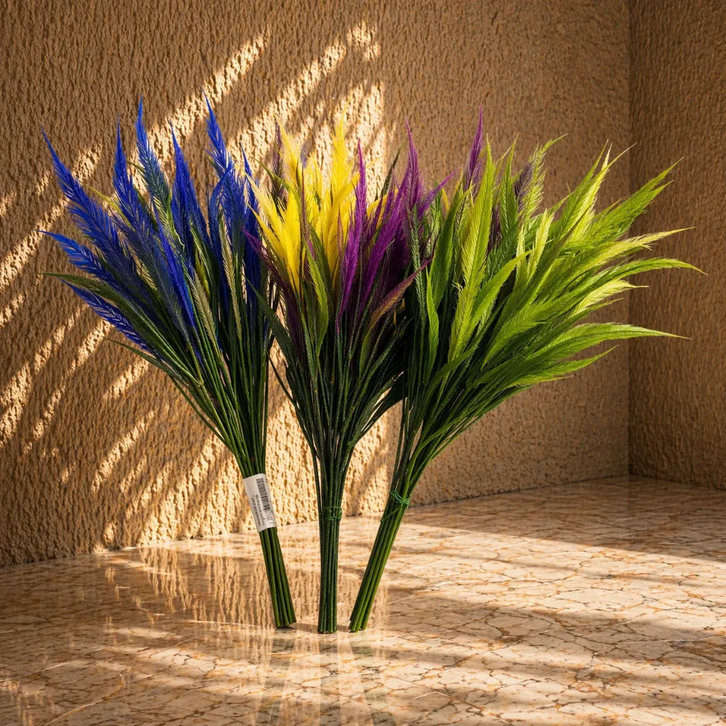Sunlit botanical arrangement on marble.webp