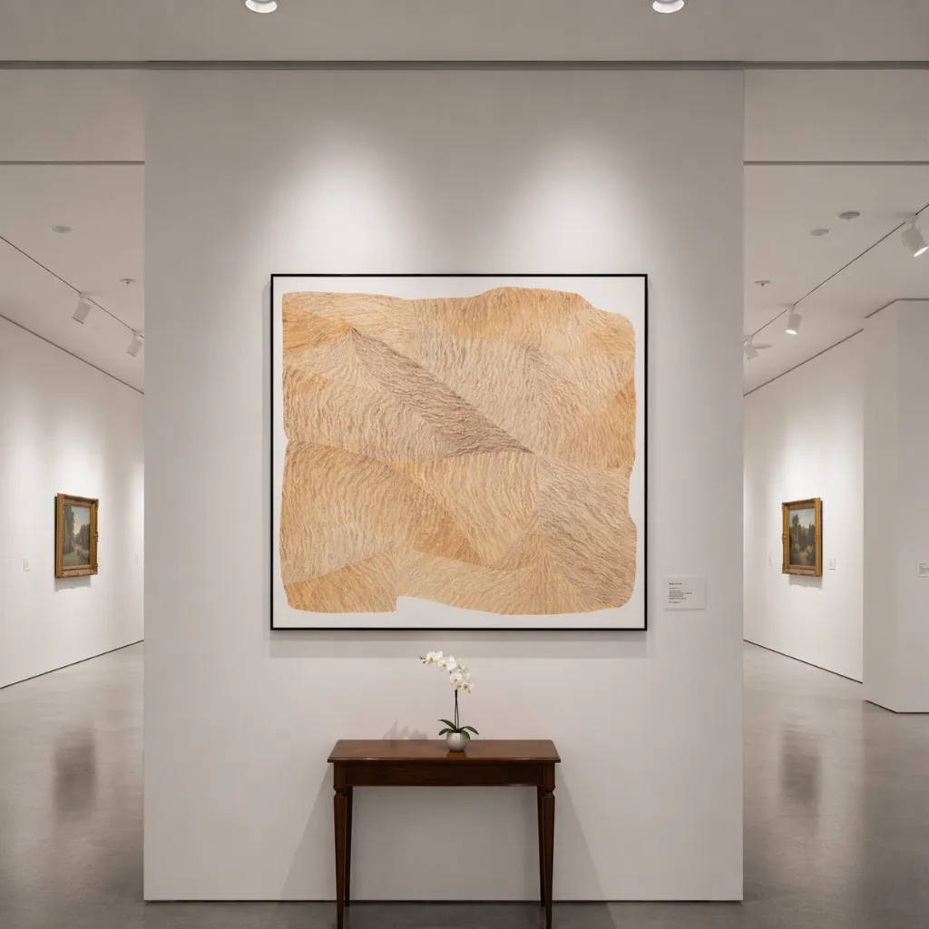 Minimalist art gallery with abstract display.webp