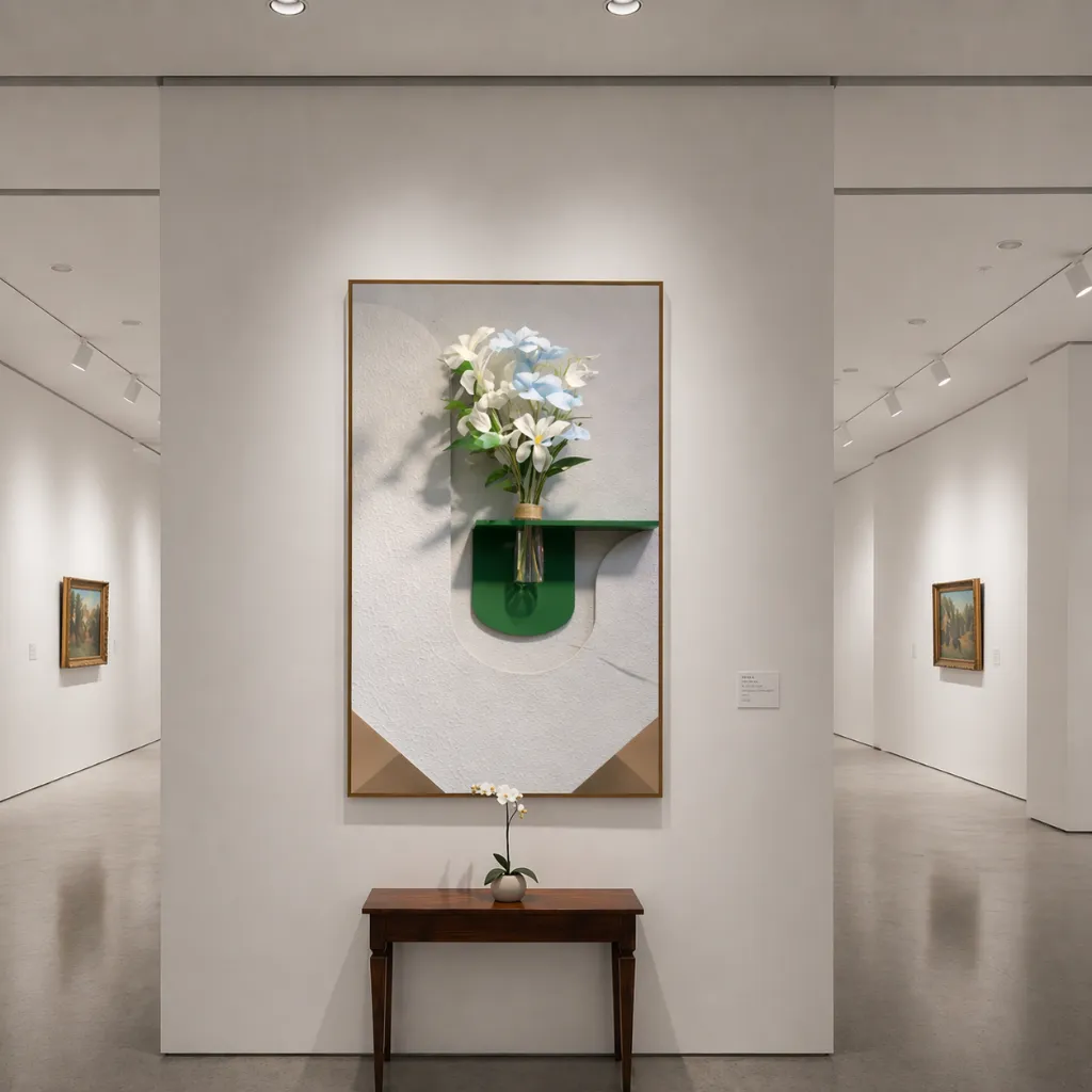 Modern gallery with floral art.webp