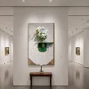 Modern gallery with floral art.webp