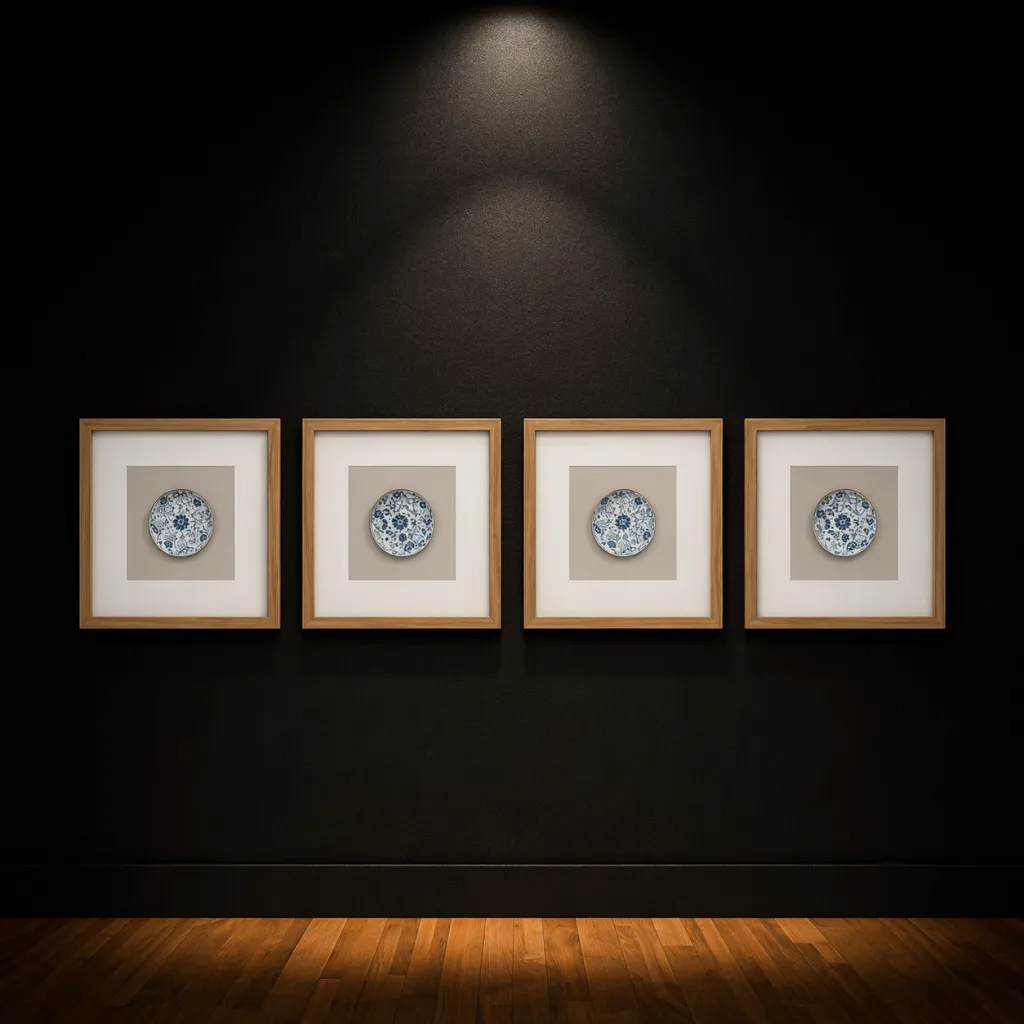 Symmetrical gallery with porcelain accents.webp