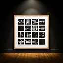Minimalist abstract art in gallery space.webp