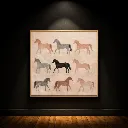 Horses in watercolor gallery exhibition.webp
