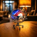Cozy study with metallic globe centerpiece.webp
