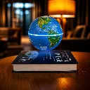 Levitating globe and warm ambiance.webp