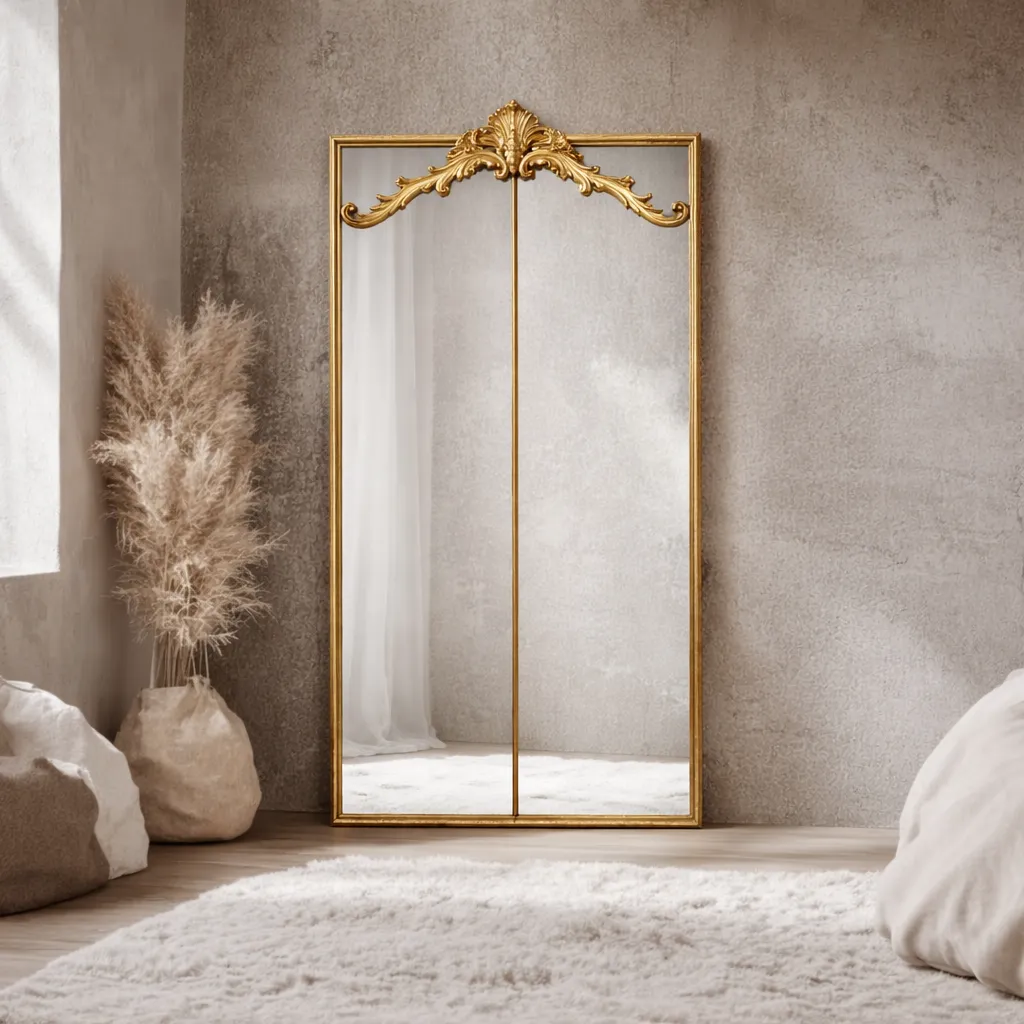 Elegant gold-framed full-length mirror.webp