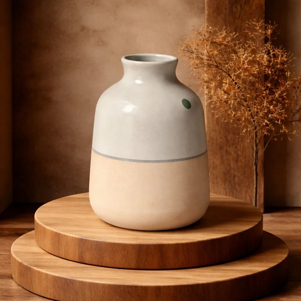 Ceramic jug on wooden platforms.webp