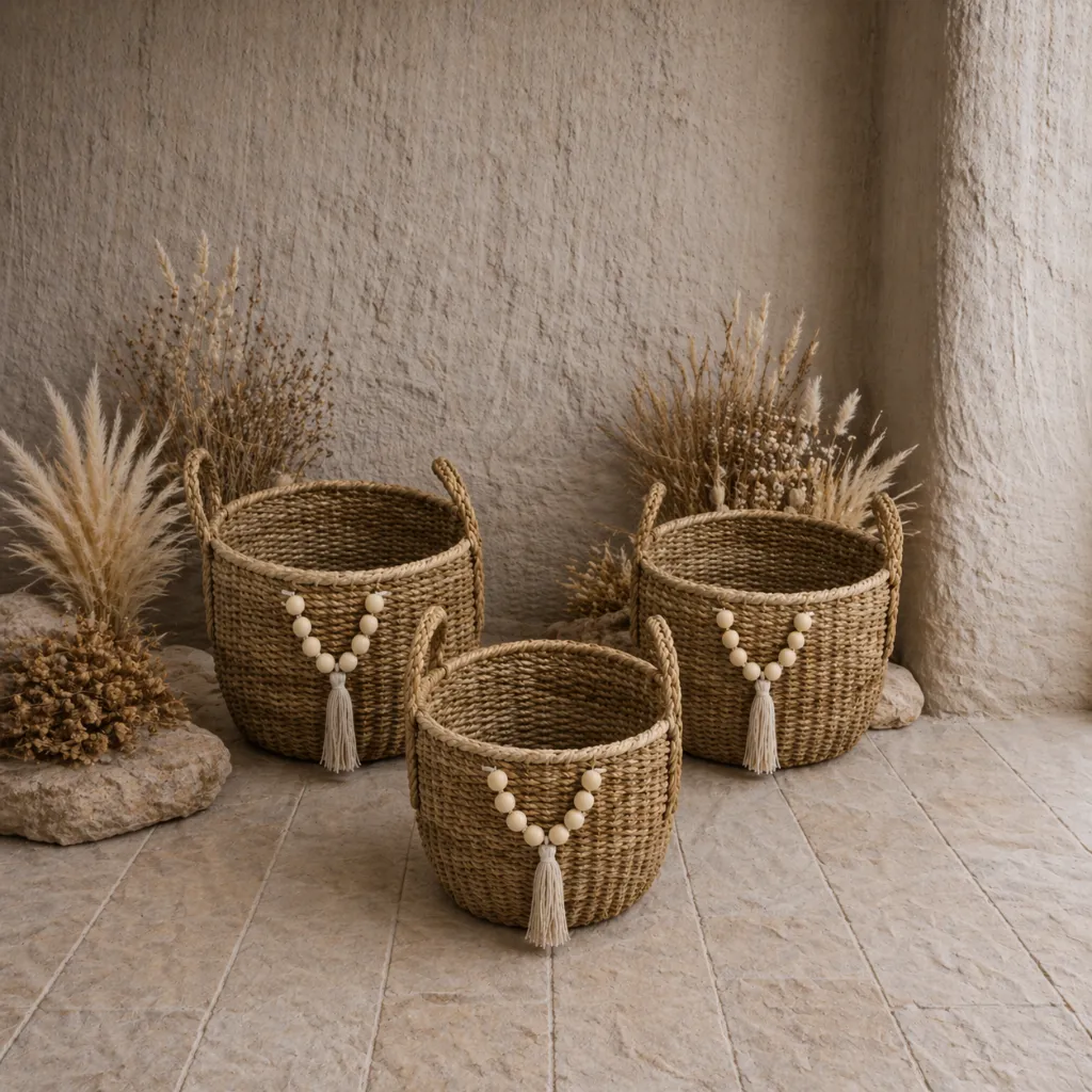 Boho Fringe Storage Basket Set.webp