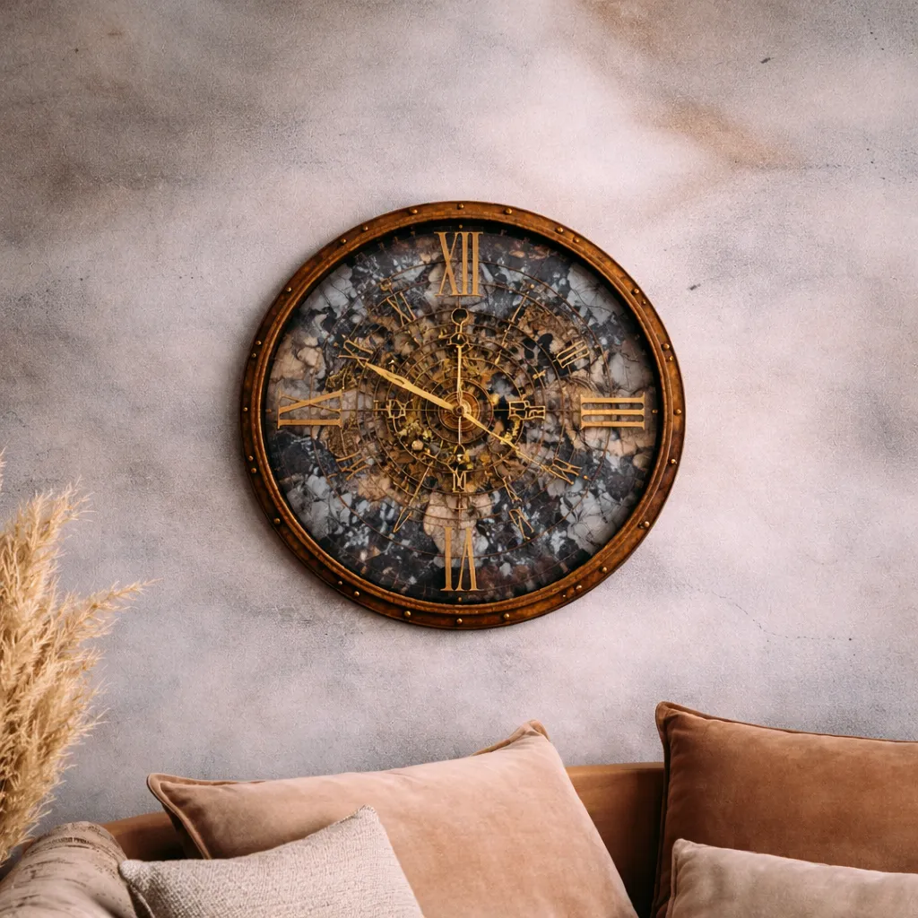 Vintage Patina Wall Clock with Textured Dial.webp