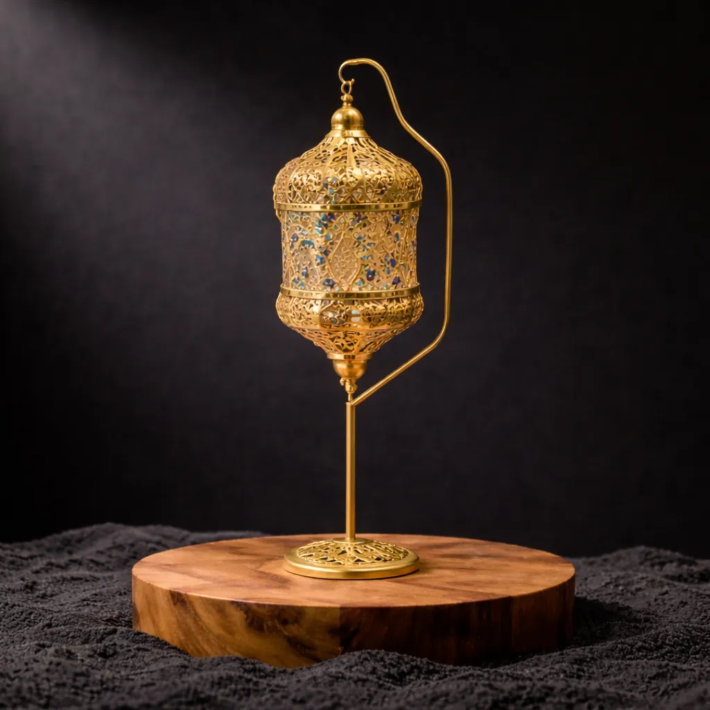 Ornate Gold Hanging Lantern Stand.webp