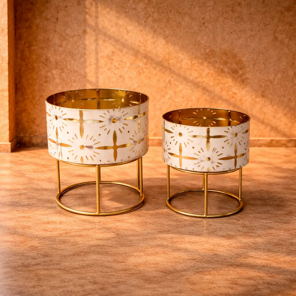 Classic Gold Round Planters with Stand.webp