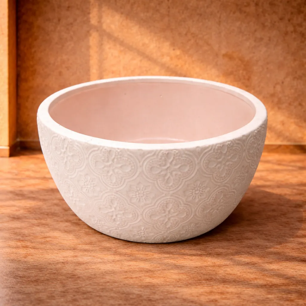 Decorative matte white ceramic bowl.webp