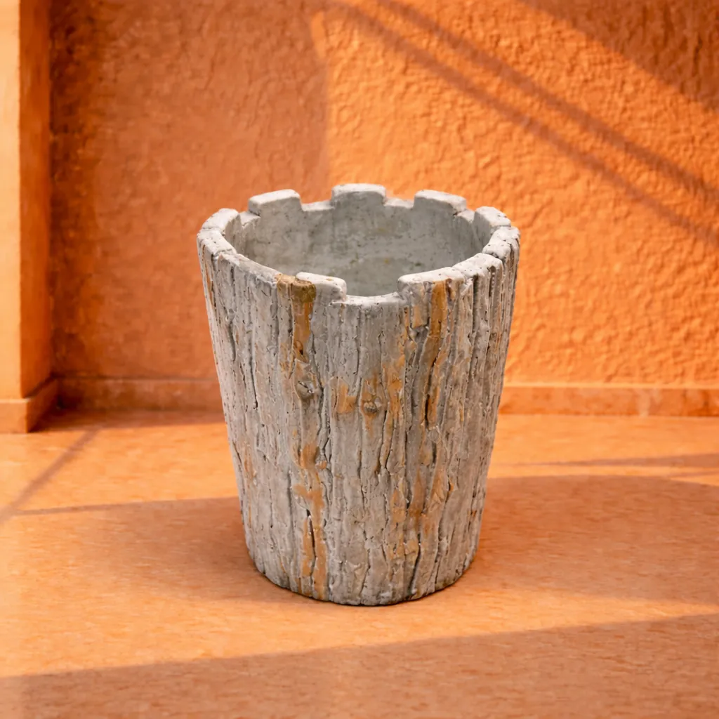 Rustic tree stump concrete.webp