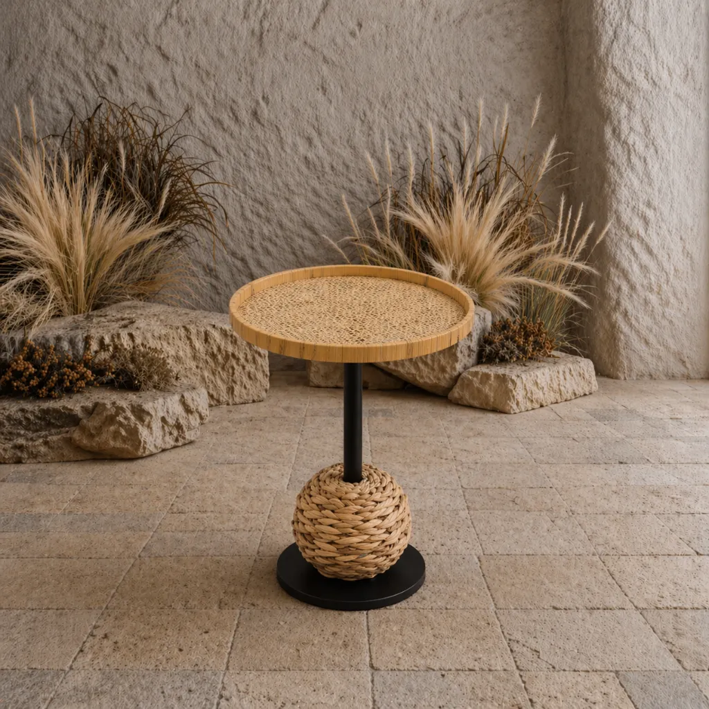Cane Top Pedestal Accent Table.webp