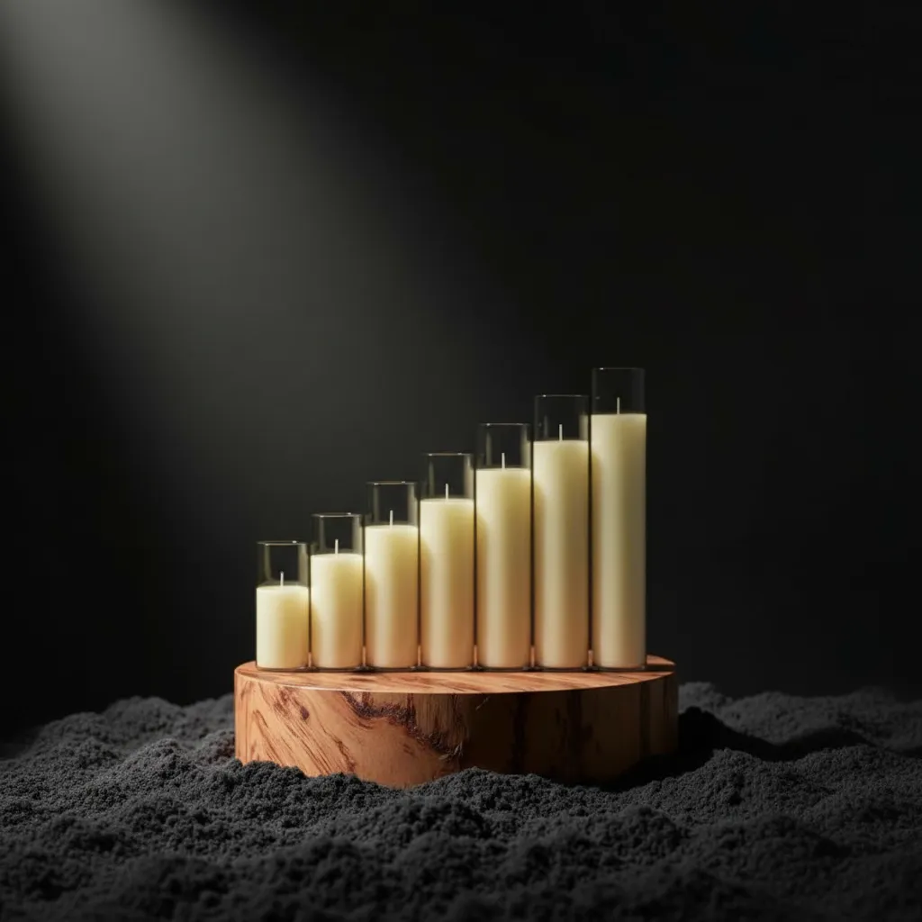 Elegant row of flickering candles.webp