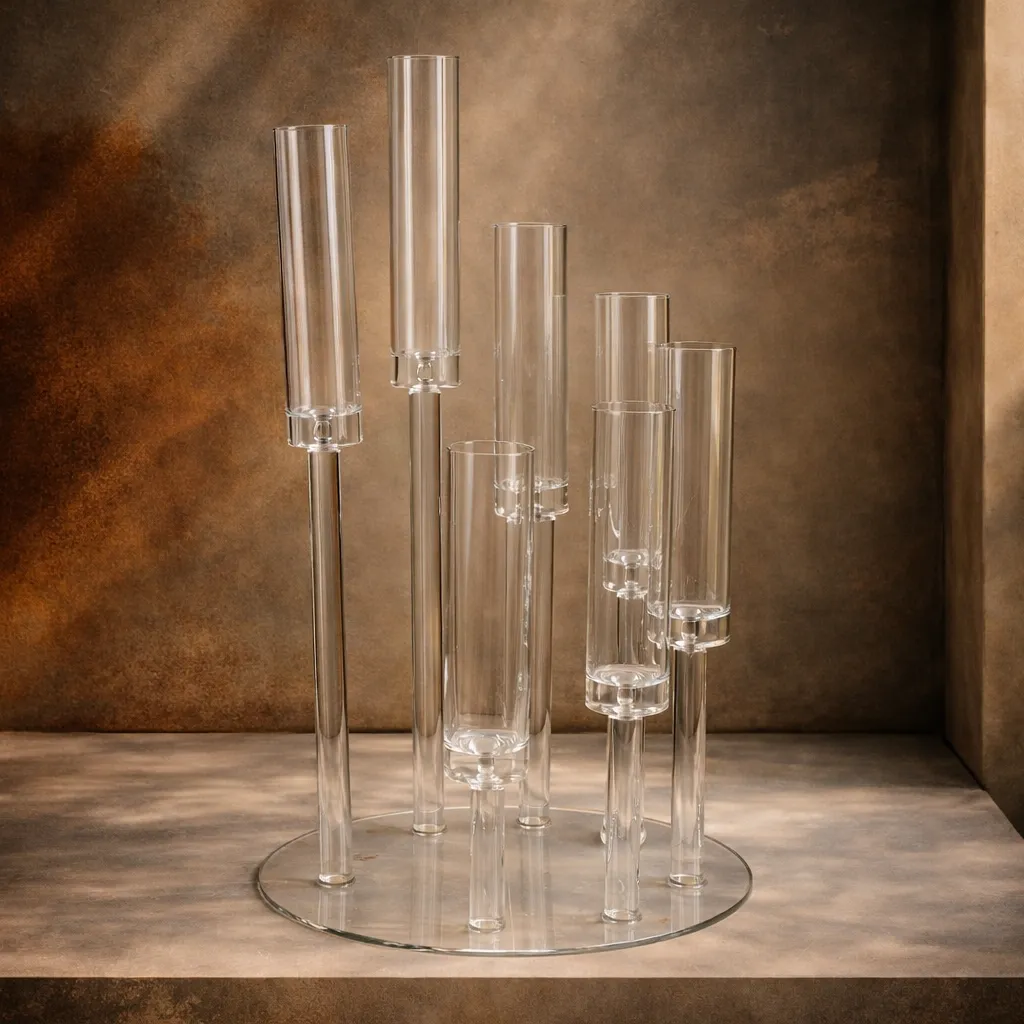 Elegant glass candle holders arrangement.webp