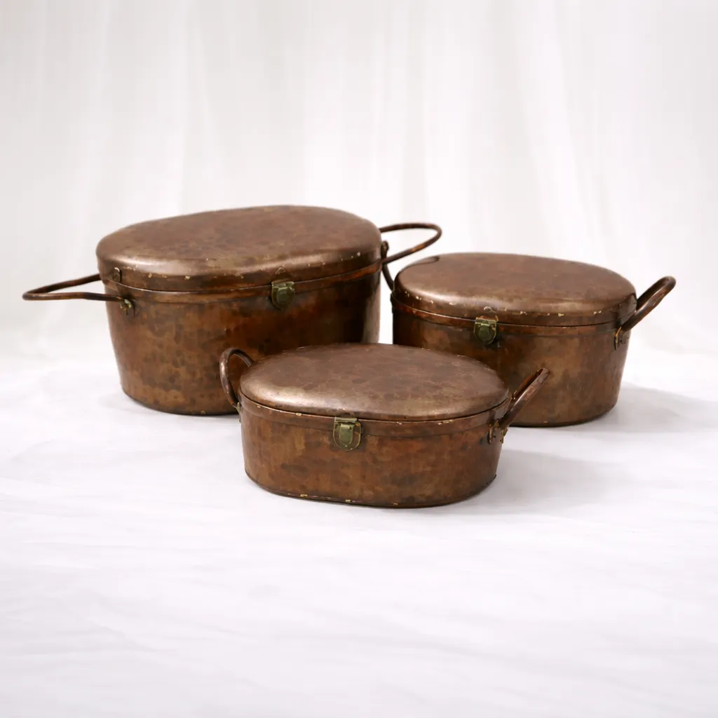 [Ds-106] Cocoa Nesting Round Boxes